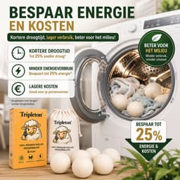 Tripleton® XXL Wollen Drogerballen – 6 Stuks – Herbruikbare Wasdrogerballen – Wasbollen – Dryer Balls – Wasballen — thumbnail 2