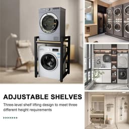 Wasmachine Droger Stapelkit - Opbergrek Boven Wasmachine - Ruimte Besparen - Verstelbaar Werkblad - 73 x 63 x 105 cm — thumbnail 4