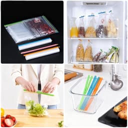 Zak Sluitclips - Zakverzegelaars Keuken - Voedsel Bewaren - Herbruikbaar en Kleurrijk - 5 Maten - Multicolor — thumbnail 3