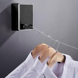 Uittrekbare Waslijn - Droogrek Binnen - Ruimte Besparen - Sterke Staalkabel - 4.2 meter - Zwart — thumbnail 4