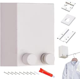 Waslijn Telescopisch - Droogkabel Intrekbaar - Kleding Drogen - Roestwerend Materiaal - Lengte Verstelbaar - Wit — thumbnail 1