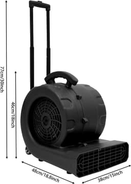 Vloerventilator - Droogventilator - Vloeren Drogen - Krachtige 750W Motor - 48 x 38 x 46 cm - Zwart — thumbnail 5
