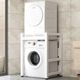 Waskast - Opbergkast Wasmachine - Ruimte Besparen - Hoge Laadcapaciteit - 75x65x105 cm - Wit — thumbnail 1