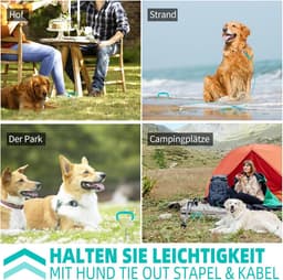 Aanlegblok Hond - Hondenlijn Grondanker - Veilig Beveiligen - Roestvrij Staal - 9 Meter Lengte - Blauw — thumbnail 4