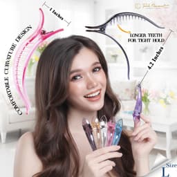 Haarspeld Eendenbek - Krokodillenclips Gebogen - Haar Styling - Sterke Grip Tanden - 14 cm Groot - Transparant Meerkleurig — thumbnail 2