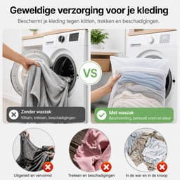 BOTC Waszakken - 90*110cm Waszak Groot - 1 set van 2 stuks - Waszak Wasmachine - Laundry bag - Waszakken - Wit — thumbnail 5