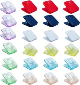 Multifunctionele kunststof veerklemmen - veerklem set - vierkante clips - 24 stuks - diverse kleuren - modern design - handig in gebruik - geschikt voor diverse toepassingen - kleurrijk assortiment. — thumbnail 1