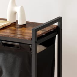 RUX® Wassorteerder 4 vakken - Wasmand 4 vakken 4x 39 Liter - Wasmand Met Opbergplank - Wassorteerder - Dubbele wasmand - Duo Wasmand – Wasmanden - Zwart - 111cm x 33cm x 75 cm — thumbnail 2