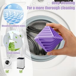 Set van 4 herbruikbare antistatische wasballen, kubusvormige roerballen, geschikt voor wasverzachter in de wasmachine. Het gestructureerde oppervlak voorkomt dat kleding in de knoop raakt en verbetert het reinigingseffect. Afmetingen: 65*58*60 mm. — thumbnail 2
