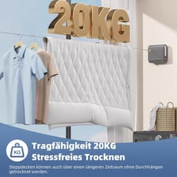 Waslijn uittrekbaar - Oprolbare lijn - Kleding drogen - Verstelbare elasticiteit - 42 meter - Grijs — thumbnail 2