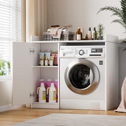 Wasmachinekast, 96 x 66 x 96 cm, bovenbouwkast, wasmachine of wasdroger, moderne ombouwkast, kast voor wasmachine en wasdroger met opslag voor keuken en badkamer (A) — thumbnail 5
