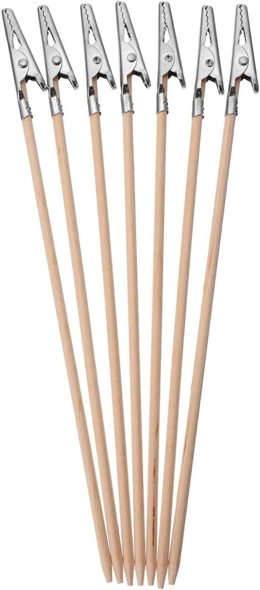 Krokodillenklemmen op Stokjes - Modelbouw Clips Hobby Klemmen - DIY Knutselen - Buigbare Clips - 17 cm - Khaki — afbeelding 1