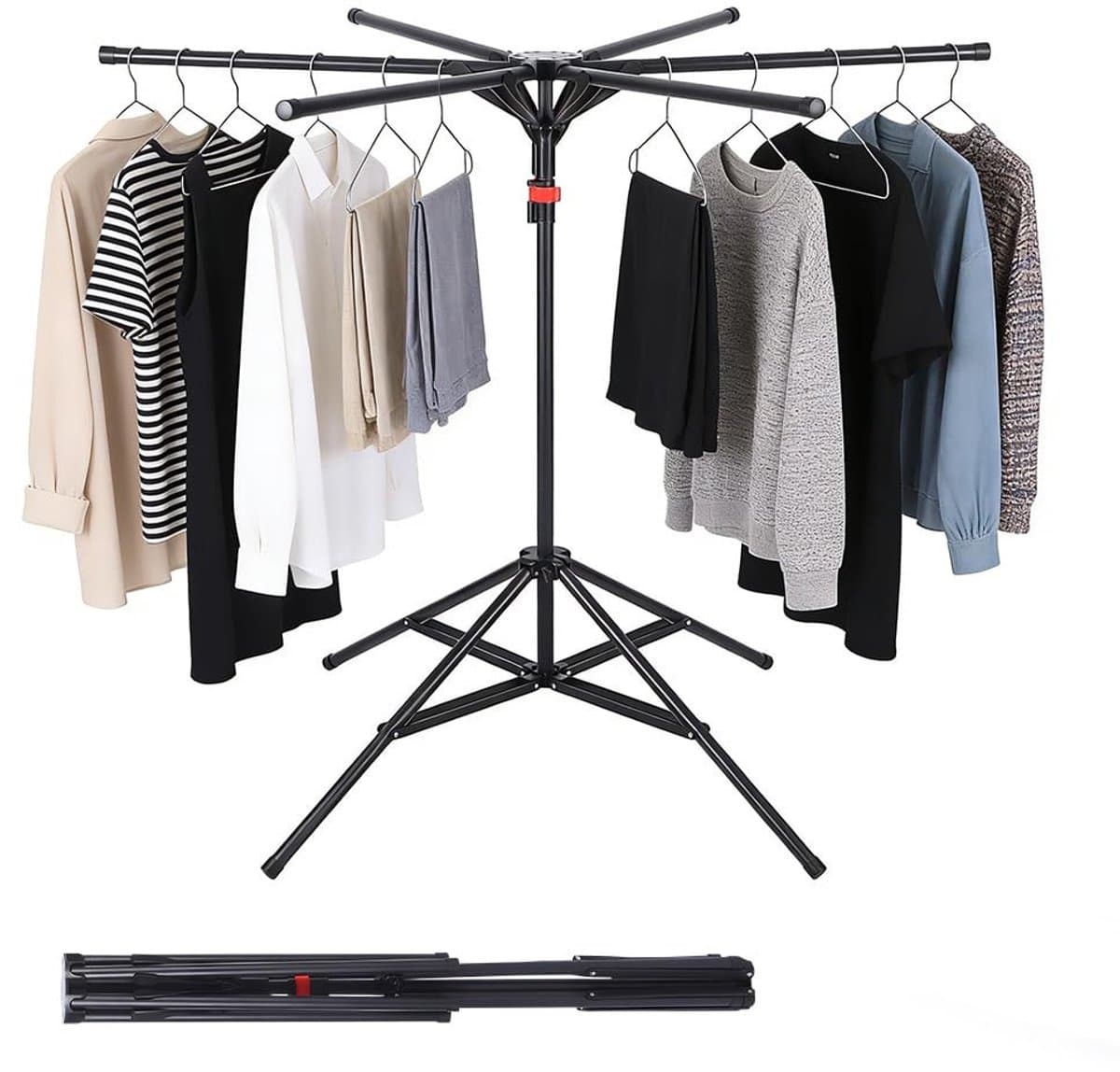 Dailygoods- Wasdroger Opvouwbaar - Hoog Inklapbaar - Droogrek met 6 Vleugels - Kledingrek voor Binnen/Buiten - Ruimtebesparend - Stabiele Droogstandaard — afbeelding 1