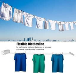 Dailygoods- Waslijn Uittrekbaar 3,75 m - Wanddroogrek - Uittrekbare Waslijn - Draagbare Waslijn - Ruimtebesparend - Tot 8 kg Belastbaar - Drooglijn — thumbnail 3