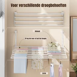 QUOVO® Wanddroogrek - Wasrek - Droogrek - Wit - 81cm x 6cm x 8cm — thumbnail 5