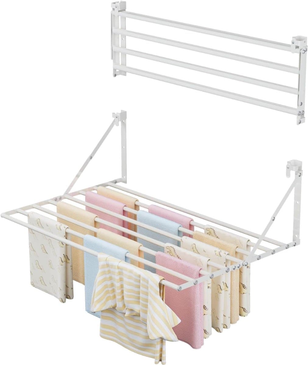 QUOVO® Wanddroogrek - Wasrek - Droogrek - Wit - 81cm x 6cm x 8cm — afbeelding 1