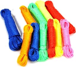 Nylon Kledinglijn - Waslijn Touw - Buiten Drogen - Weerbestendig Verstevigd - 8x 10 Meter - Willekeurig — thumbnail 1
