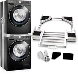 Wasmachine Stapelkit - Droger Stapelrek - Verstelbaar Wasmachine Verbindingsframe - Wit - Geschikt Voor 24 Tot 29 Inch Wasmachine En Droger — thumbnail 1
