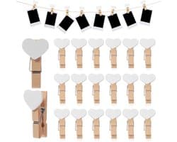 Dailygoods- Houten Wasknijpers Groot - 20 Stuks - Stevig - Mini Clips - Decoratie - Licht en Duurzaam - Afmetingen 3,80 x 2,00 x 1,80 cm