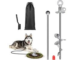 Grondanker Hond - Hondenlijn Anker - Veilig Buiten - 360 Graden Ring - 38 cm - Zilver