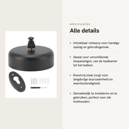 Dailygoods- Waslijn Intrekbaar 2,8 Meter - Roestvrij Staal - Douchewaslijn - Balkon - Casual Stijl - Tot 5 kg Belastbaar - Waslijnhouder — thumbnail 5