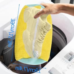 Set van 2 Herbruikbare Wasschoenentassen - Waszak voor Schoenen, Bescherming en Onderhoud voor de Wasmachine en Droger (Geel) — thumbnail 4
