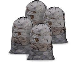 4 stuks - 70x90cm extra grote wasnetzakken - met trekkoordsluiting - herbruikbaar, stevig net - beschermende hoes voor de wasmachine - zwarte opbergtas voor blouses, ondergoed en bh's voor dagelijks huishoudelijk gebruik | Cyslmuk®