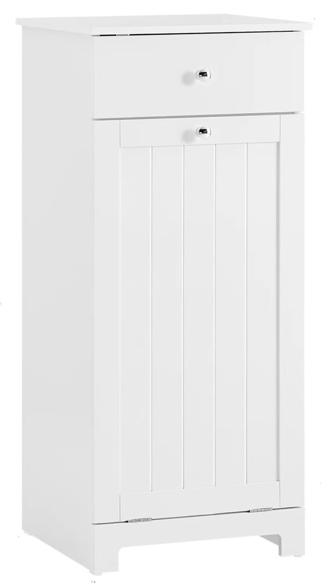 VIEMAE Wasmand - Wasmand meubel - Wasmand met deksel - Wassorteerder - Wasmanden - Meubel wasmand - Met lade - 40x90x38cm - Wit — afbeelding 1