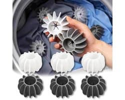 Wasballen - 6 stuks - Siliconen - Wasdrogerballen - Drogerballen - Wasdroger Droogballen – Wasdroger - Dryer Balls - Herbruikbare - Voor Tidy Kleding Anti Winding - 6*3.5cm - Wit+Zwart — afbeelding 1