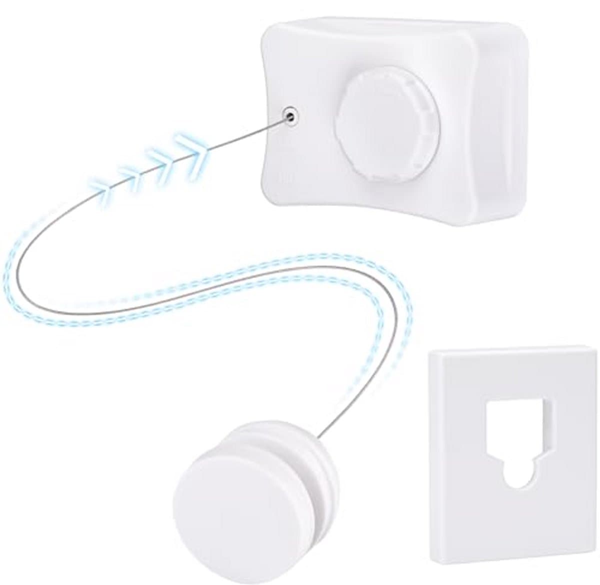 Kraftverdia® Uitschuifbare Drooglijn Voor Aan De Muur 5m – RVS-lijn 5 m, Vergrendeling, Max. 20 kg, Ruimtebesparend, ABS Behuizing, Wit — afbeelding 1