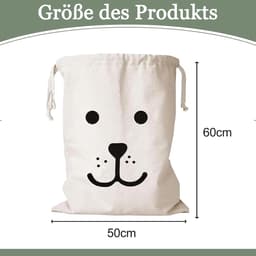 Waszak met trekkoord - 60 x 50 cm - Waszakken - Waszak groot - Laundry bag - Waszakken voor wasgoed - Opbergtas - voor kleding, speelgoed - 2 Stuks - wit — thumbnail 4