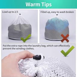 Netwaszakken - 3 Stuks - Waszakken - Herbruikbare - Wasnet - Waszakjes - Kledingzakjes - Herbruikbare - Travel Organizer - Wasnetten voor WasmachineGeschikt - Geschikt voor Babykleding - Sokken - Shirts - iverschillende maten - Wit — thumbnail 3