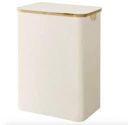 Wasmand - wassorteerder - 2 vakken - bamboe - beige — thumbnail 1