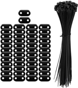 Bevestigingsset voor privacyschermen – PVC-materiaal – Zeer weerbestendig – Inclusief 50 PVC-bevestigingsclips en 50 platte kabelbinders – Geschikt voor tuinen — thumbnail 1