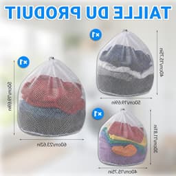 Set van 3 herbruikbare wasnetten voor fijne was, ideaal voor ondergoed, sokken en delicate kleding met trekkoord — thumbnail 4
