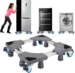 Wasmachine Verhoger op Wielen – Verstelbaar 53-68 cm – Anti-Trilling – 400 kg Draagkracht — thumbnail 1