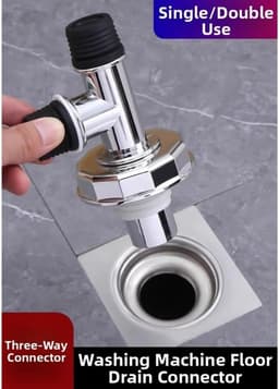 Wasmachine Afvoer Fitting - Afvoer Adapter - Dubbele Afvoer - Lekvrije Aansluiting - 40/50mm Buizen - Zilver — thumbnail 5