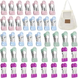 Dailygoods- Wasknijpers 40 Stuks - Houten Wasknijpers - Wasknijpermandje - Wasknijperzak - Roestvrij Staal - Ademend Opbergtas - Wasclips — thumbnail 1