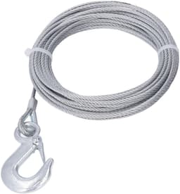 Dailygoods- Lierdraadkabel Gegalvaniseerd - Roestvrij Staal - 4 Mm X 12 M - 2000LBS Sterkte - Lierkabel Vervanging - Zelfsluitende Haak - Trekkabel — thumbnail 1