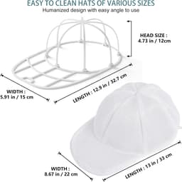 Pettenwasser voor de wasmachine – Pettenreiniger voor baseballcaps met frame en wasnetje - 2-pack - wit — thumbnail 2