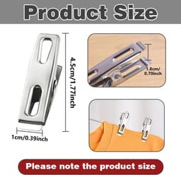 Wasknijpers - Handdoekclips - Kleding Droge Houden - Roestvrij Staal - 50 Stuks - Zilver — thumbnail 3