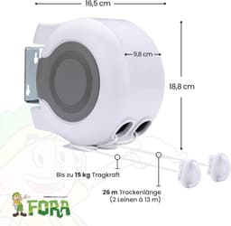 Uitschuifbare Drooglijn - Dubbele Waslijn - Was Drogen - 180 Graden Draaibaar - 26 Meter Touw - Wit Grijs — thumbnail 5