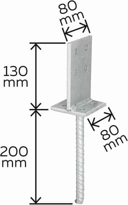 T-paaldrager - Paalhouder beton - Houten constructies verankeren - Thermisch verzinkt staal - 130x80mm brug 200mm anker — thumbnail 4