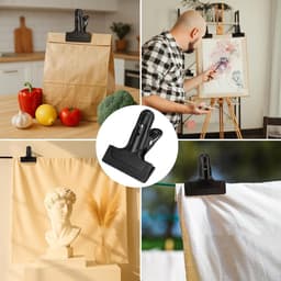 4 stuks rek - veerclips - fixeerklem - wasknijper - doekfixeerklem - tentfixeerklem - metalen klem - antislip - winddicht - waterdicht - opbergaccessoires - geschikt voor kleding, doeken, tentdoeken (zwart, 11*8cm) — thumbnail 3