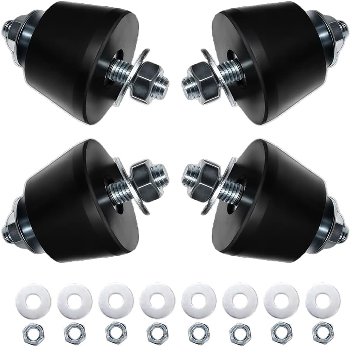 Rubberen buffer M8 (40 x 26 mm), 4 stuks - trillingsdemper voor airconditioning, warmtepompen en compressoren - anti-trillingsvoeten van rubbermetaal voor geluids- en trillingsvermindering — afbeelding 1