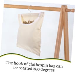 Wasknijper Opbergtas - Kledingclip Houder - Wasgoed Organiseren - Duurzaam Canvas Materiaal - 35x27x1 cm - Beige — thumbnail 4