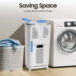 Wasmand met wielen - Sorteren opbergen - Kleding organiseren - Drie uittrekbare manden - 44 x 31 x 74 cm — thumbnail 5
