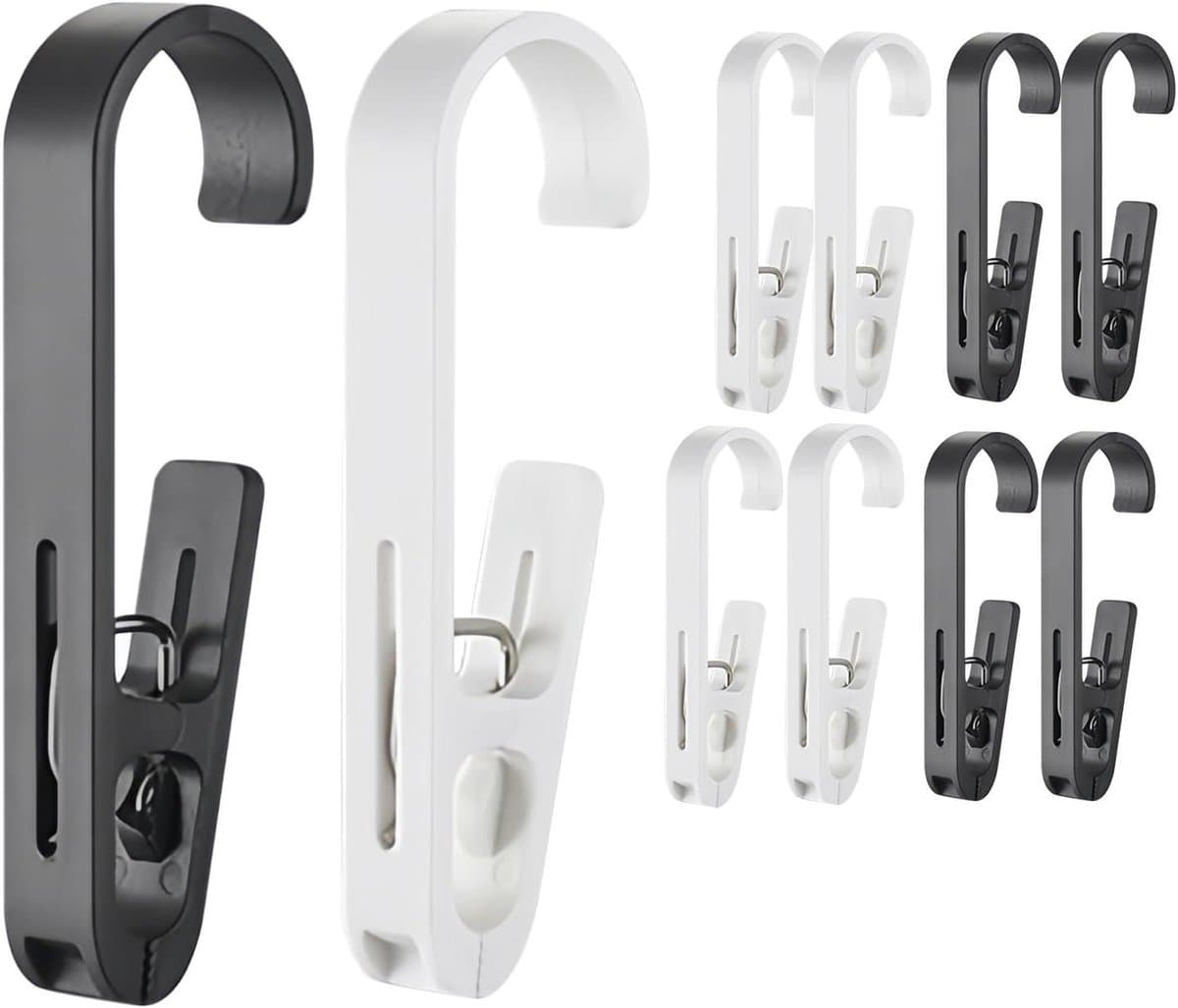 Grote Was Knijpers - Hanger Clips - Opbergen en Ophangen - Haak en Klem Functie - 10 Stuks - Zwart Wit — afbeelding 1
