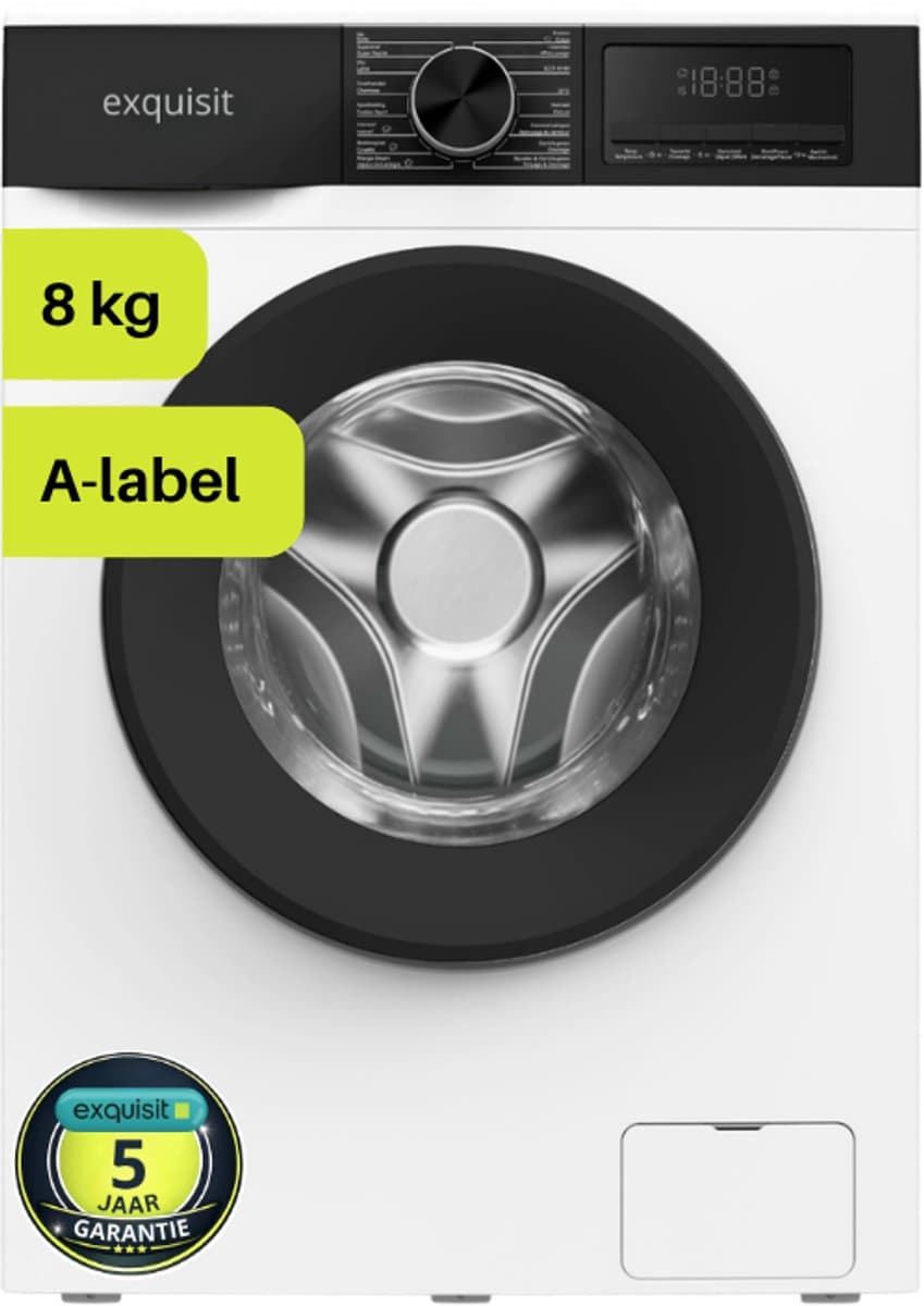 Exquisit WA8214-341A - Wasmachine - 8 Kilo - A Label-10% - 5 Jaar Garantie - Wit — afbeelding 1