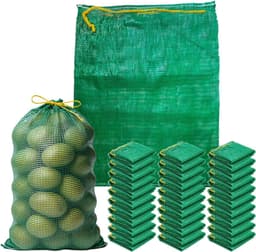 Raschelzakken - Netzakken - Opslag groenten - Ademend schimmelwerend - 25 stuks 50x80cm - Groen — thumbnail 1